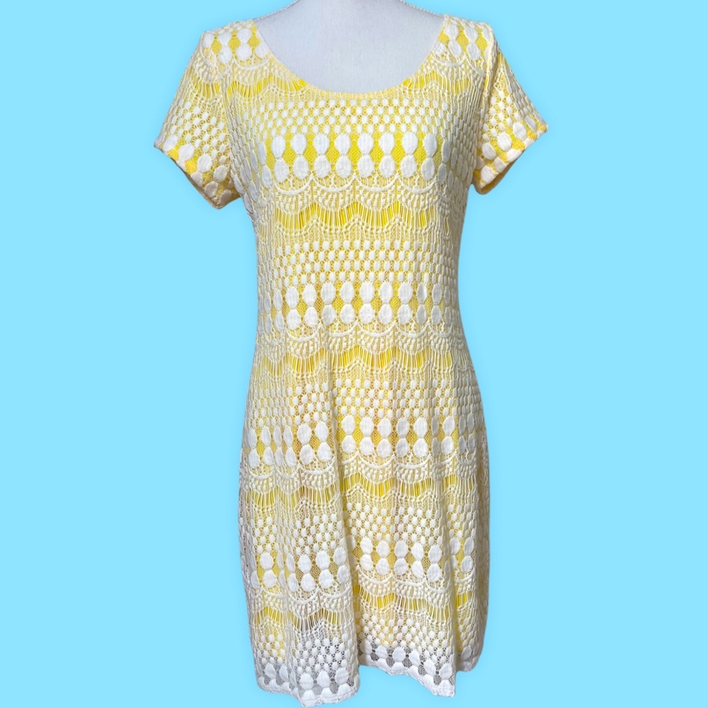 Yellow crochet boho dress
